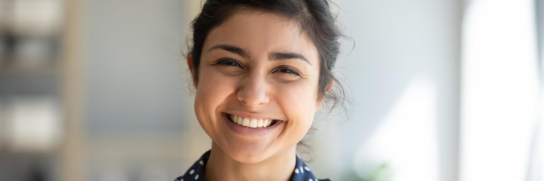 woman smiling after dentist in harris park